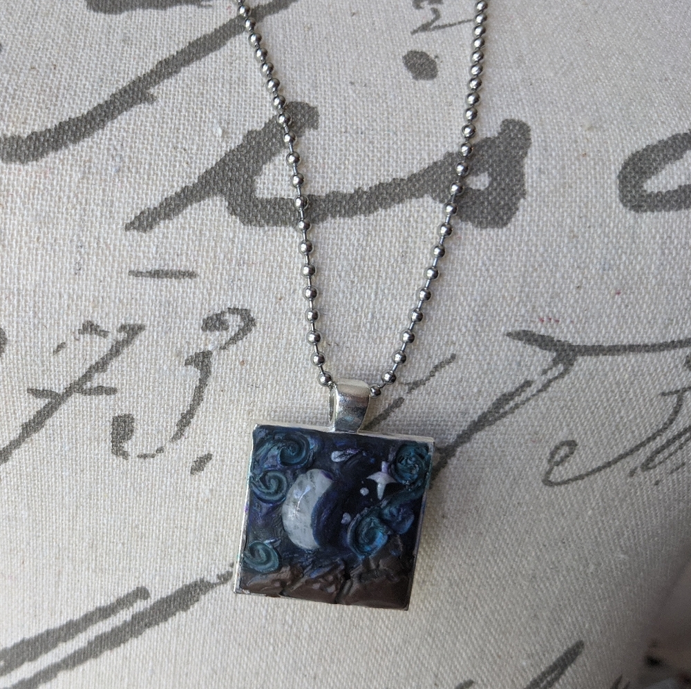 Moonstone starry night pendant